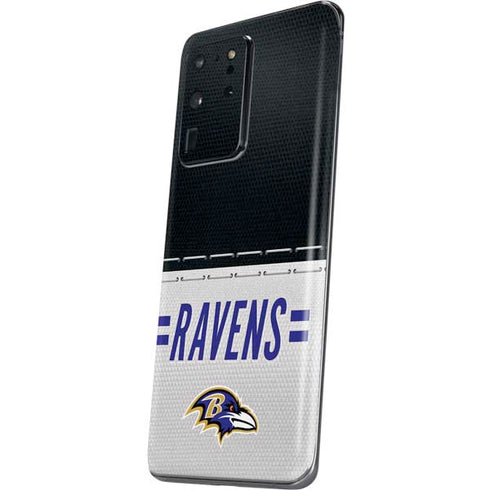 NFL Baltimore Ravens White Striped Galaxy S20 Ultra 5G Skin